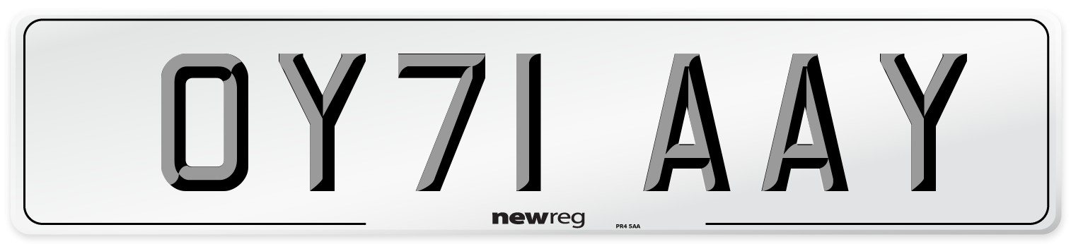 OY71 AAY Number Plate from New Reg